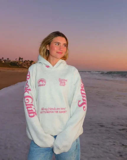 Dandy "Book Club" Oversized Lux Hoodie in Heather Gray and Pink